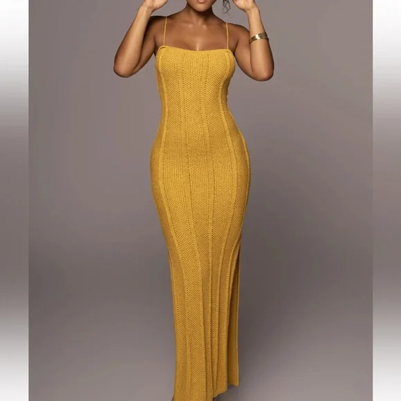 JLUXLABEL Yellow Cabana Views Crochet Dress - Picture 1 of 9